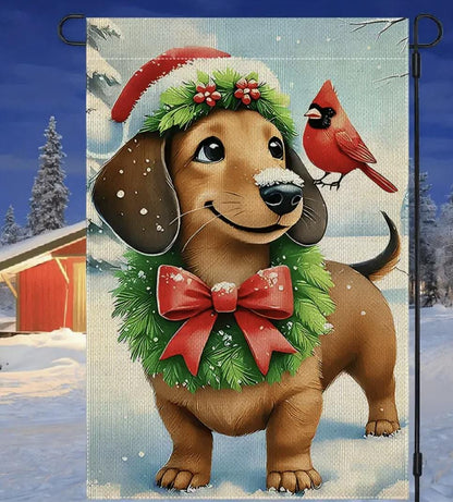Christmas Dachshund Garden Flag
