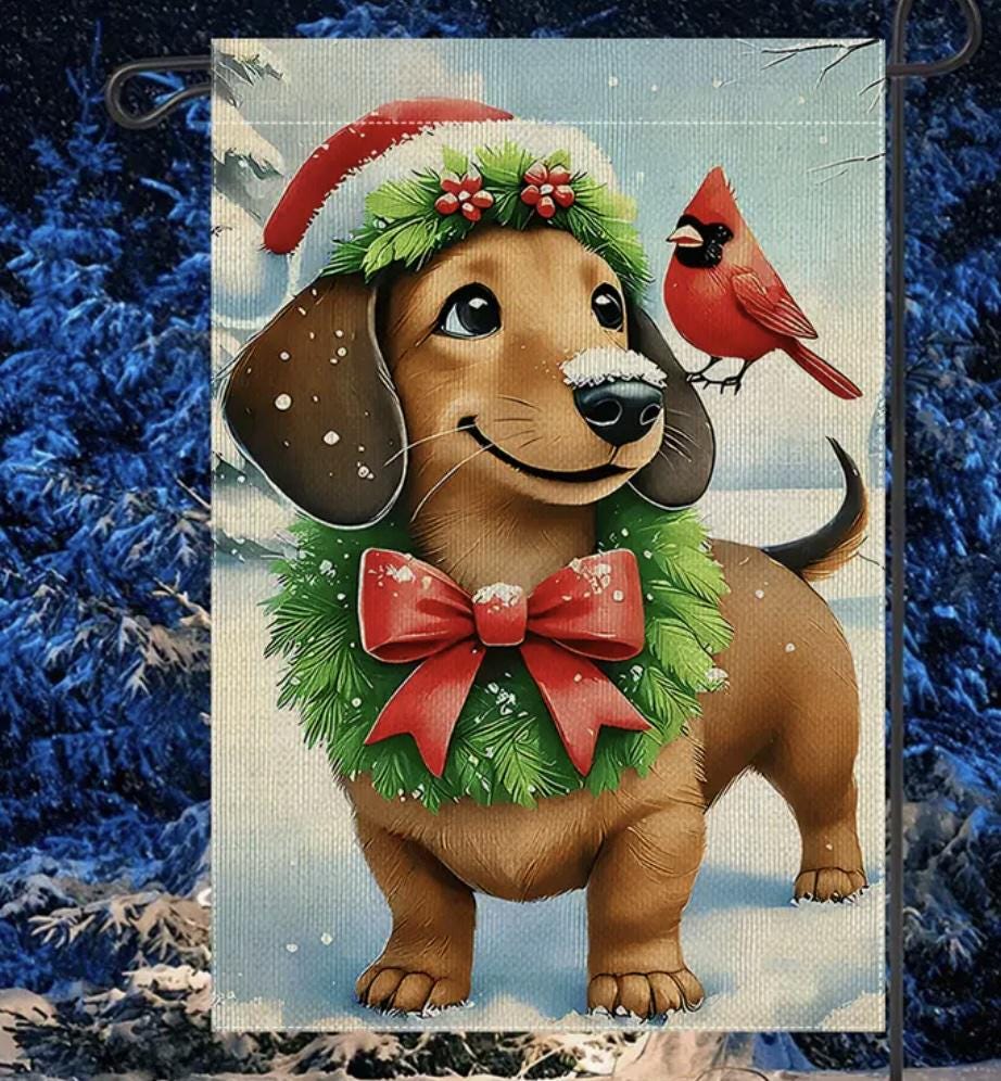 Christmas Dachshund Garden Flag
