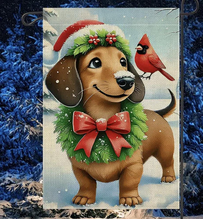 Christmas Dachshund Garden Flag