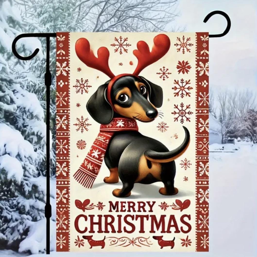 Christmas Dachshund Garden Flag