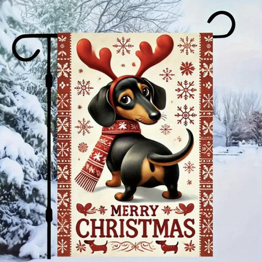 Christmas Dachshund Garden Flag