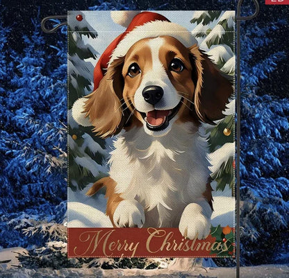 Christmas Spaniel Garden Flag