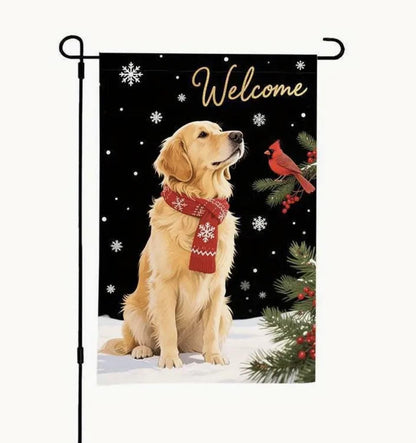Christmas Golden Retriever Garden Flag