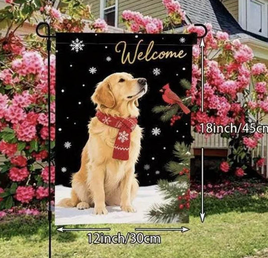 Christmas Golden Retriever Garden Flag