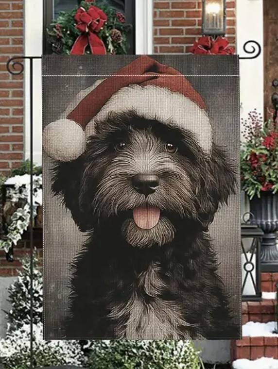Christmas Portuguese Water Dog Garden Flag