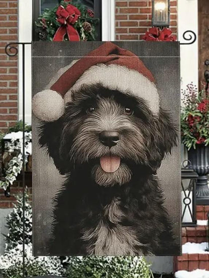 Christmas Portuguese Water Dog Garden Flag