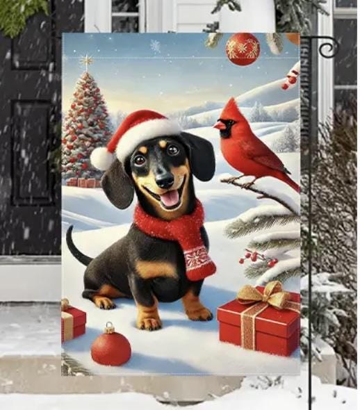 Dachshund Christmas Garden Flag