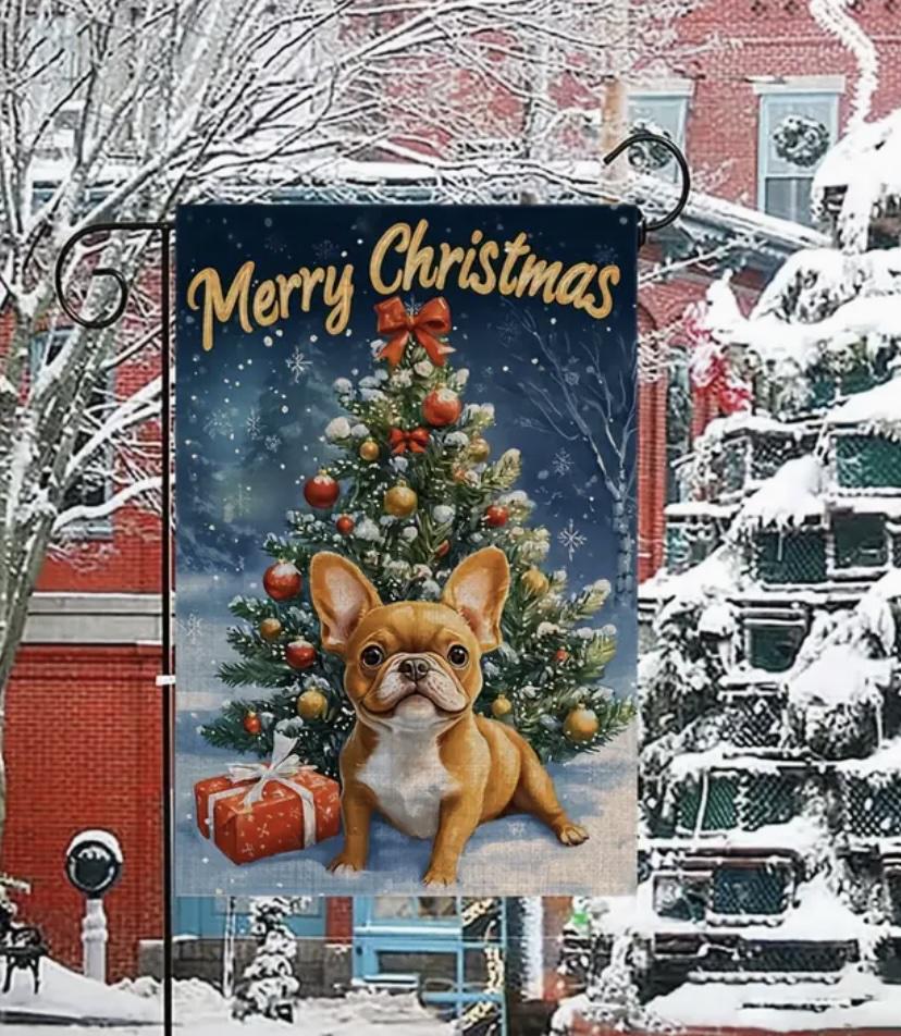 Christmas French Bulldog Garden Flag
