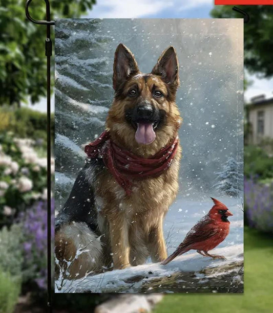 Christmas German Shepherd Garden Flag