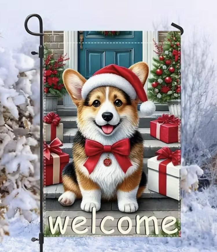 Christmas Corgi Garden Flag