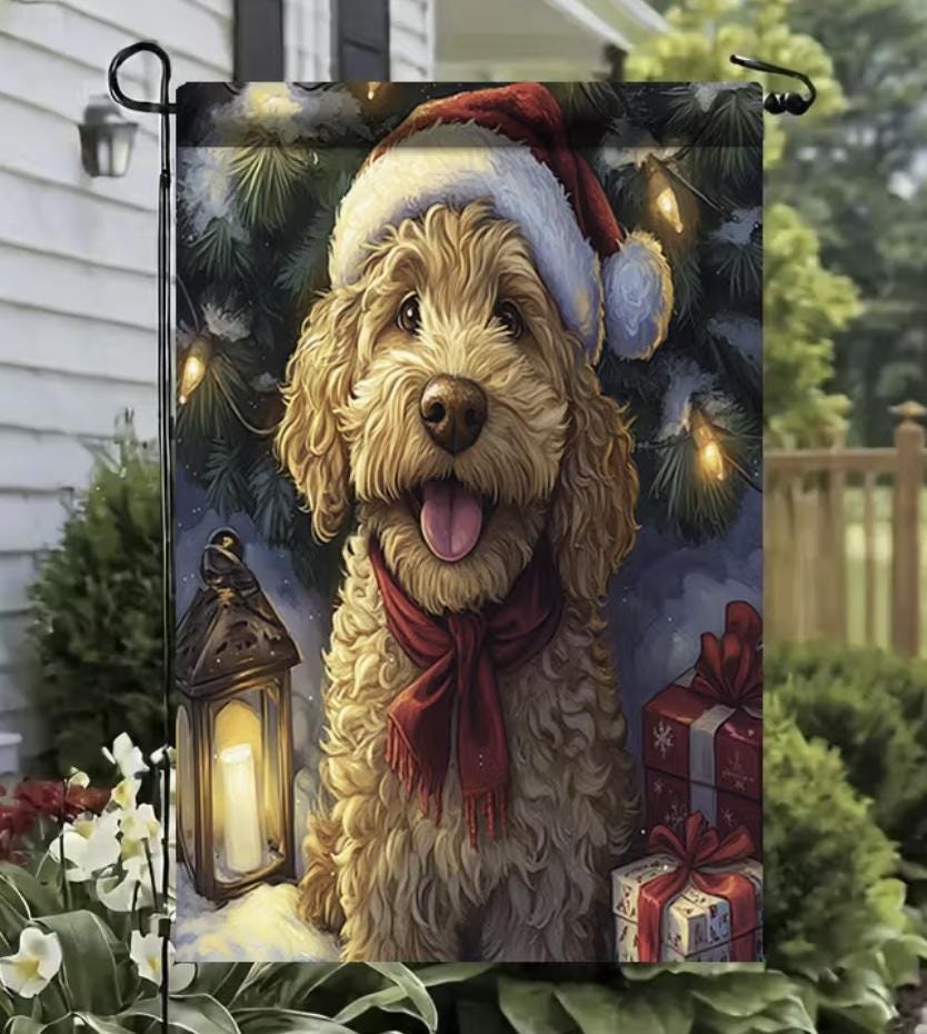 Christmas Golden Doodle Flag