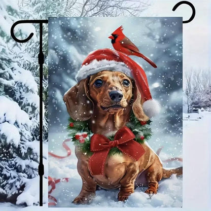 Christmas Dachshund Garden Flag