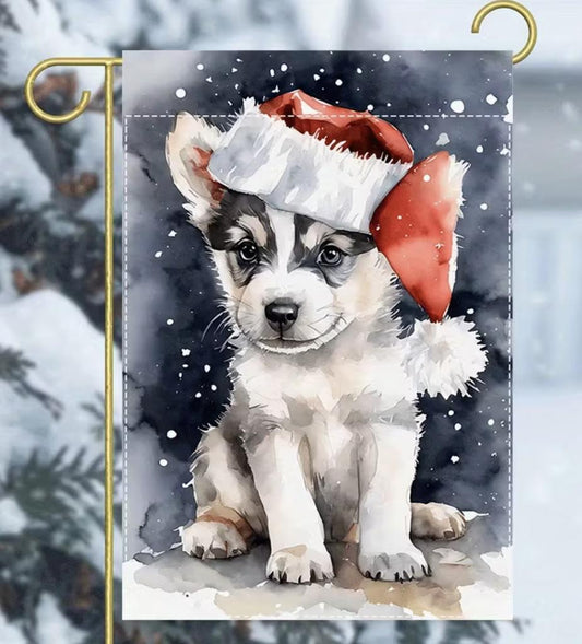 Christmas Husky Garden Flag