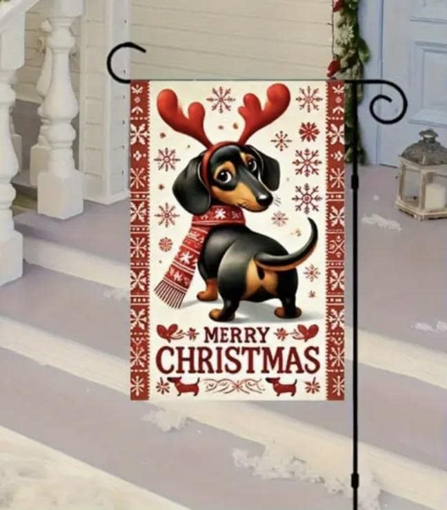 Christmas Dachshund Garden Flag