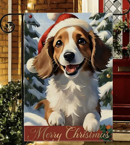 Christmas Spaniel Garden Flag