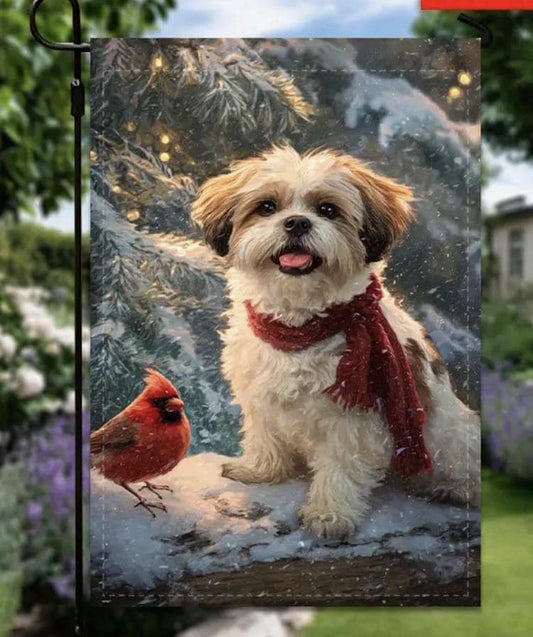 Christmas Shih Tzu Garden Flag